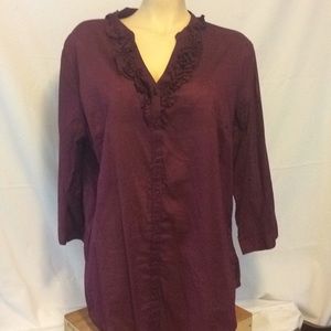 XXL partially sheer burgundy top